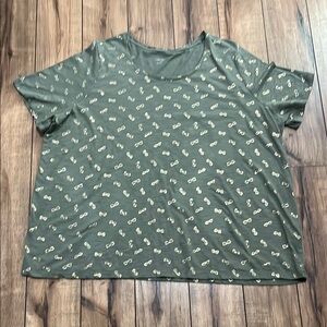 CATHERINES Women’s Green Sunglasses Patterned Women's Top Sz 2X 22/24 W Summer